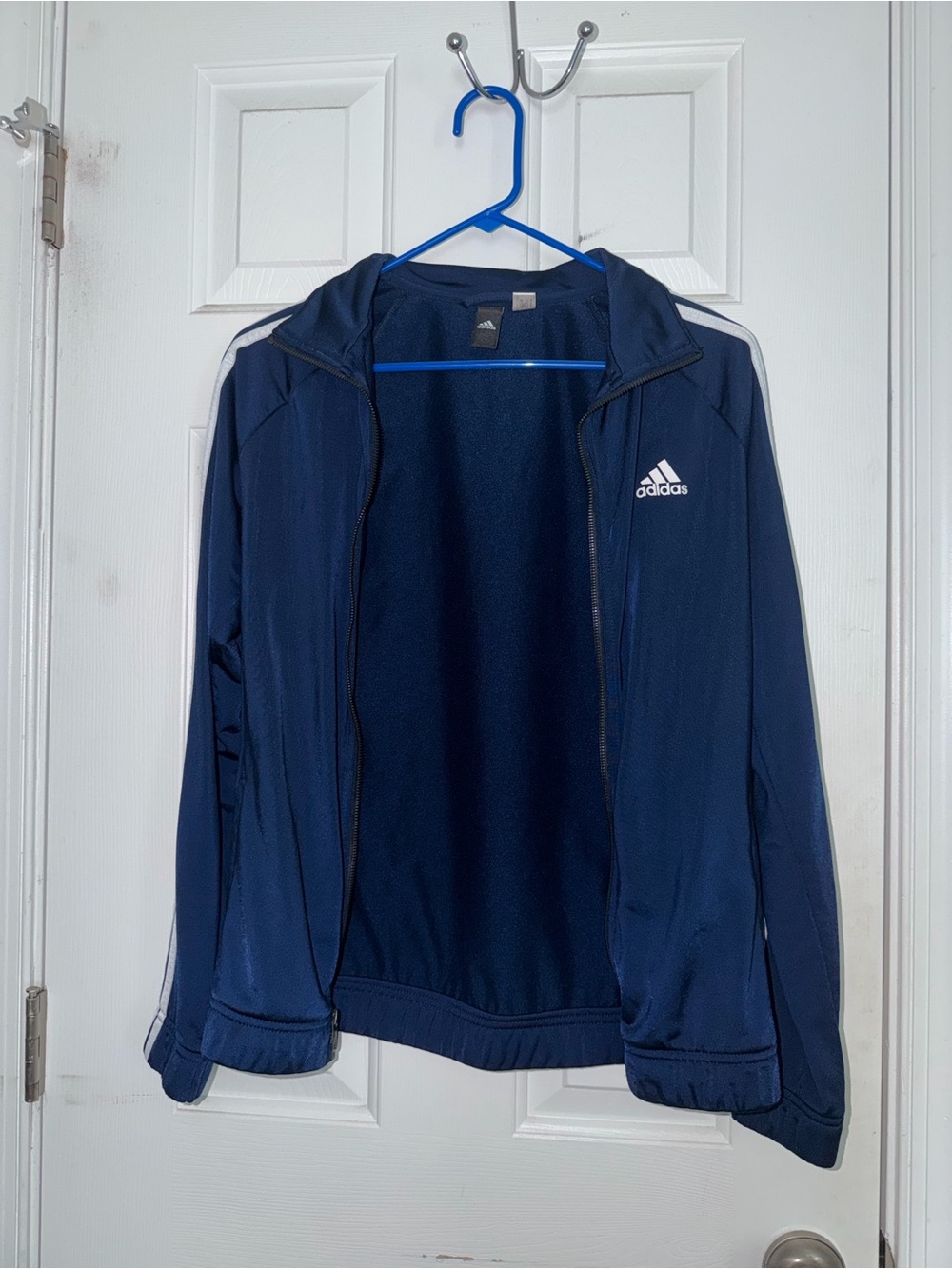 adidas Navy Blue Performance Track Jacket with White Stripes